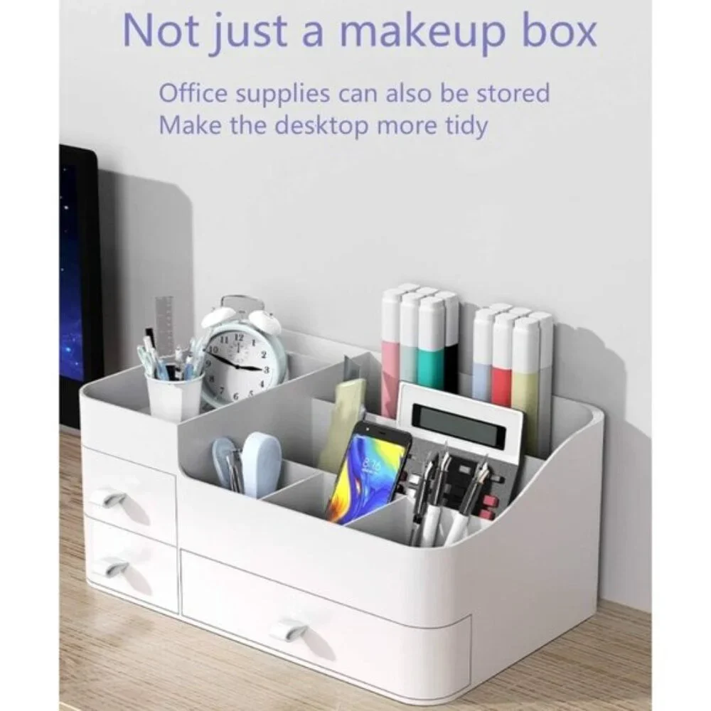New Makeup Organizer for Vanity, Large White Drawer Storage for Skincare